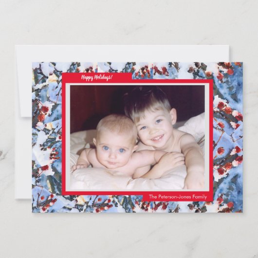 Red Crab Apple Berries Flat Photo Holiday Kaart (Voorkant)