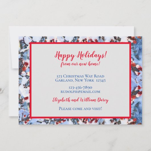 Red Crab Apple Berries in Snow New Home Kaart (Voorkant)