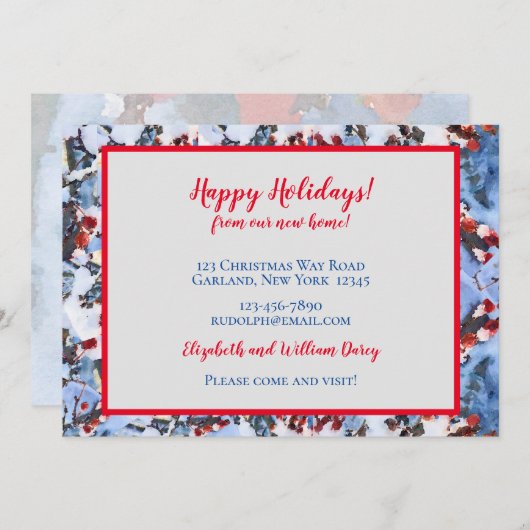 Red Crab Apple Berries in Snow New Home Kaart (Voorkant / Achterkant)