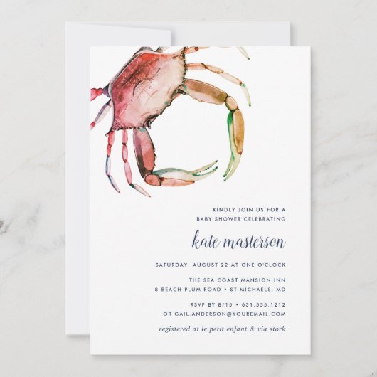 Red Crab Baby shower Invitation Kaart (Voorkant)