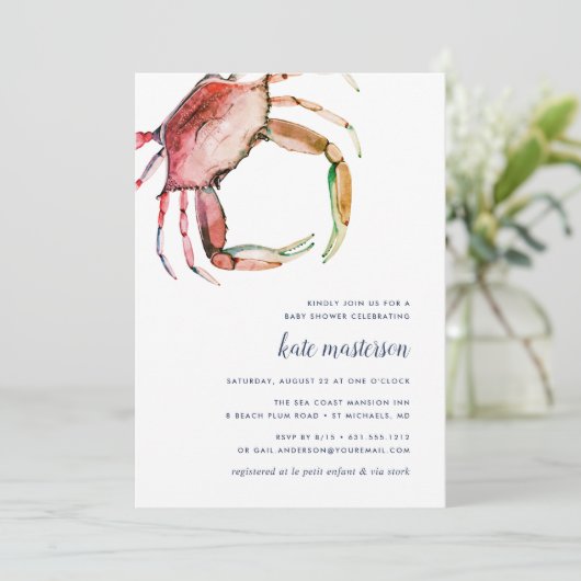 Red Crab Baby shower Invitation Kaart (Staand voorkant)