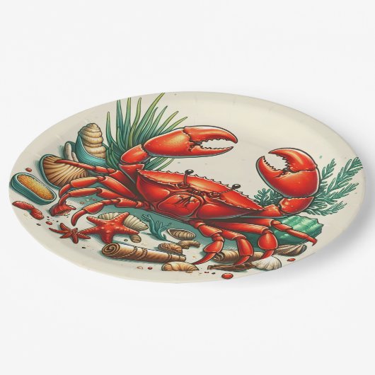 Red Crab Bake Papieren Bordje (Gekanteld)