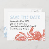 Red Crab Bewaar de datum Aankondigingskaart (Voorkant / Achterkant)