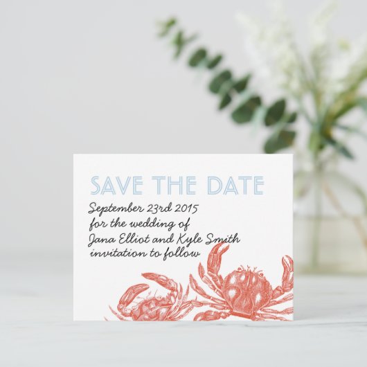 Red Crab Bewaar de datum Aankondigingskaart (Staand voorkant)