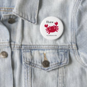 RED CRAB CALYPSO NAME TAG Personalized Button (In situ)