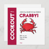 Red Crab Cookout-uitnodiging Kaart (Voorkant / Achterkant)