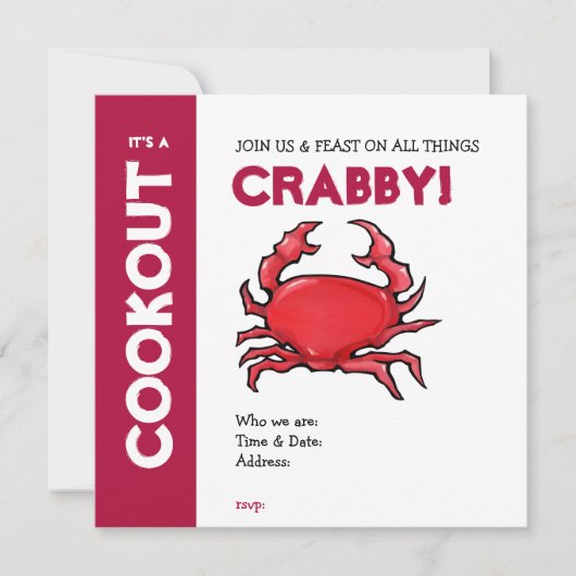 Red Crab Cookout-uitnodiging Kaart (Voorkant)