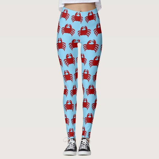 Red Crab Design You Choose Background Colour Leggings (Voorkant)