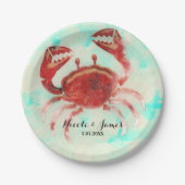 Red Crab Elegant Beach Party Verloving Custom Papieren Bordje (Voorkant)