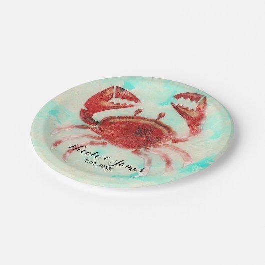 Red Crab Elegant Beach Party Verloving Custom Papieren Bordje (Gekanteld)