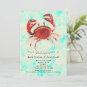 Red Crab Elegant Beach Party Verloving Douche Kaart (Staand voorkant)