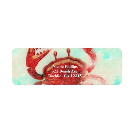 Red Crab Elegant Beach Party Verloving Invitation Etiket (Voorkant)