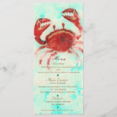 Red Crab Elegant Beach Verloving Custom Menu Kaart (Voorkant)