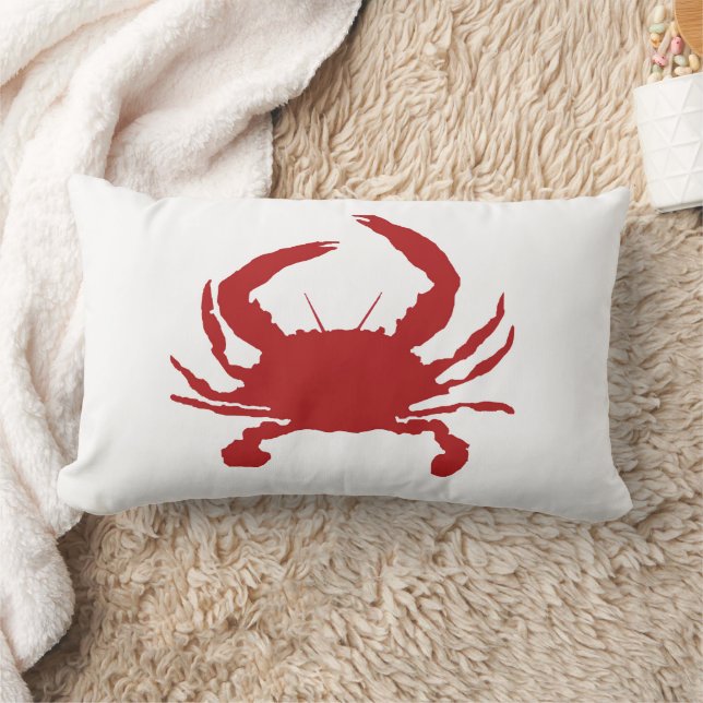 Red Crab Painting Silhouette Beach Pillow Kussen (Deken)