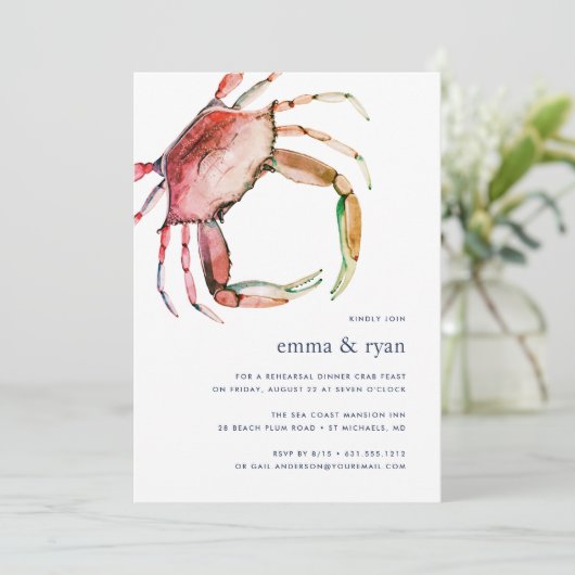 Red Crab repetitie diner uitnodiging (Staand voorkant)