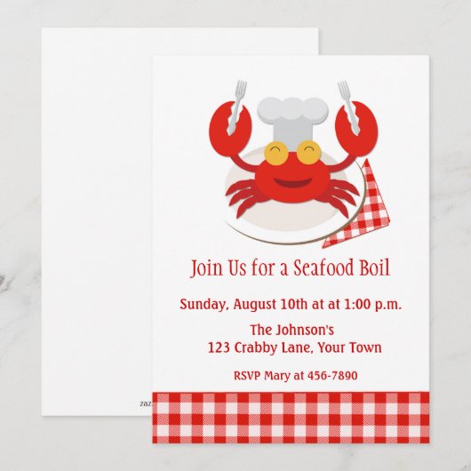 Red Crab Seafood Boil Kaart (Voorkant / Achterkant)