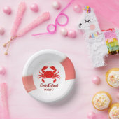 Red Crab Seafood Nautical Stripes Party Papieren Kommen (Feest)