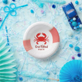 Red Crab Seafood Nautical Stripes Party Papieren Kommen (Feest)