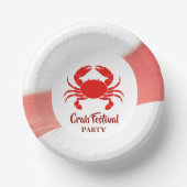 Red Crab Seafood Nautical Stripes Party Papieren Kommen (Voorkant)