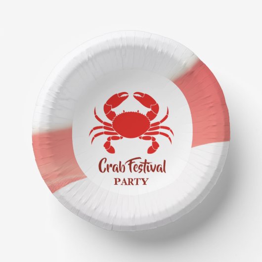 Red Crab Seafood Nautical Stripes Party Papieren Kommen (Voorkant)