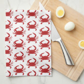 Red Crab Silhouette Pattern Beach Theedoek (Quarter Fold)
