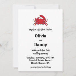 Red Crab Summer Coastal Beach Wedding Kaart