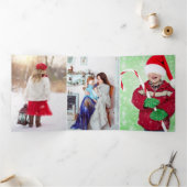 Red Craft Paper Foto op maat van Kerstmis Drieluik Wenskaart (Binnen)