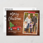 Red Craft Tape-penseel Script Truck Wood Kerstmis Briefkaart (Voorkant / Achterkant)
