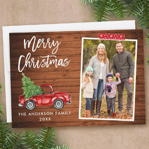 Red Craft Tape-penseel Script Truck Wood Kerstmis Feestdagenkaart
