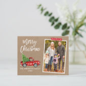 Red Craft Tape Truck Script Kraft met kerstmis Briefkaart (Staand voorkant)