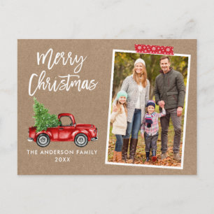 Red Craft Tape Truck Script Kraft met kerstmis Briefkaart