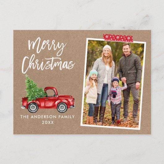 Red Craft Tape Truck Script Kraft met kerstmis Briefkaart (Voorkant)