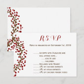 Red Cranberry Wreath R.S.V.P. RSVP Kaartje (Voorkant / Achterkant)