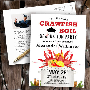 Red Crawfish Boil AFSTUDEERDER Foto Party Invitati Briefkaart