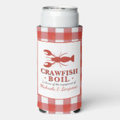 Red Crawfish Boil Lobster Party Verloving Picnic Seltzer Blikjeskoeler (Seltzer Achterkant)