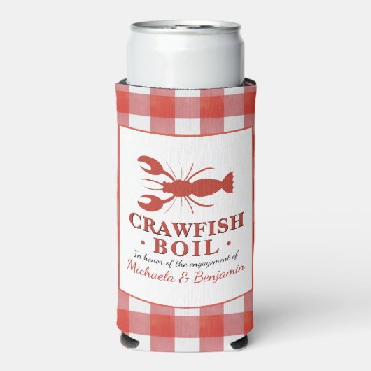 Red Crawfish Boil Lobster Party Verloving Picnic Seltzer Blikjeskoeler (Seltzer Voorkant)