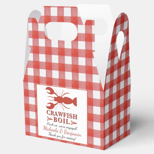 Red Crawfish Boil Picnic Lobster Engagement Party Bedankdoosjes (Geopend)
