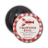 Red Crawfish Boil Seafood Party Picnic Verloving Button Flesopener (Voorkant)