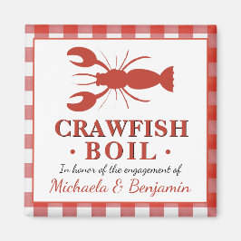 Red Crawfish Boil Seafood Party Verloving Picnic Magneet