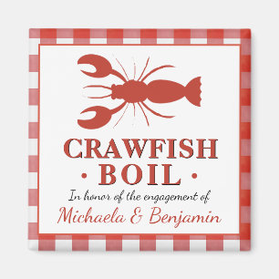 Red Crawfish Boil Seafood Party Verloving Picnic Magneet