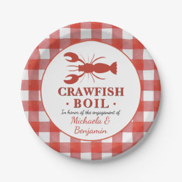 Red Crawfish Boil Seafood Party Verloving Picnic Papieren Bordje