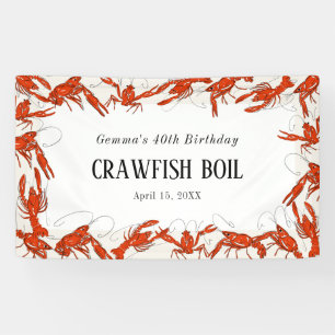 Red Crawfish Boil zeevruchten Verjaardagsfeest Spandoek
