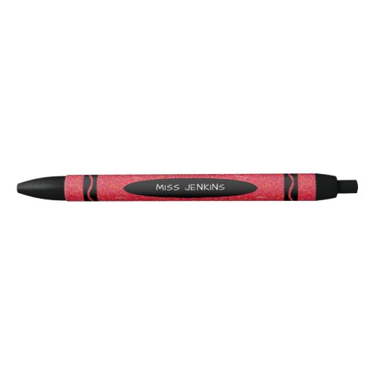 Red Crayon Teacher Zwarte Inkt Pen (Voorkant)