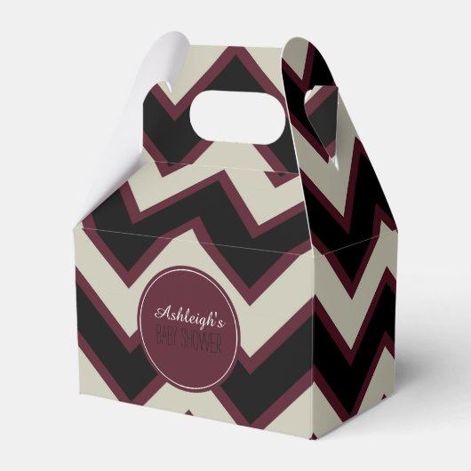 Red Cream Black Chevron Baby shower Bedankdoosjes (Voorkant Zijde)