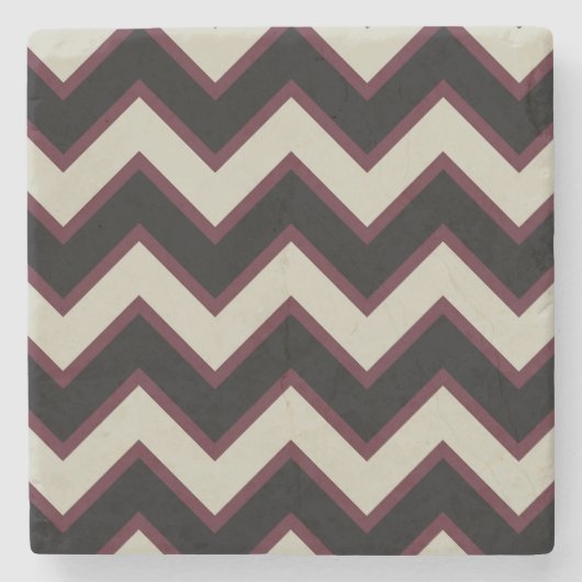 Red Cream Black Chevron Stenen Onderzetter (Voorkant)