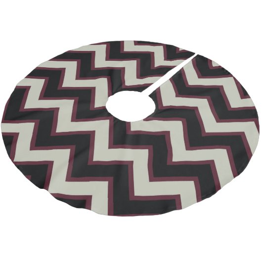 Red Cream Black Chevron Stripes Kerstmis Kerstboom Rok (Gekanteld)