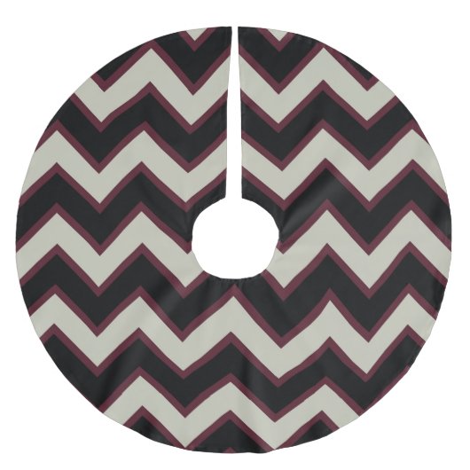 Red Cream Black Chevron Stripes Kerstmis Kerstboom Rok (Voorkant)