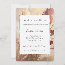 Red Cream Boho Feather Floral 16e verjaardag Kaart