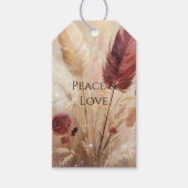 Red Cream Boho Feather Floral Cadeaulabel (Voorkant)