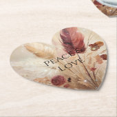 Red Cream Boho Feather Floral Kartonnen Onderzetters (Gekanteld)